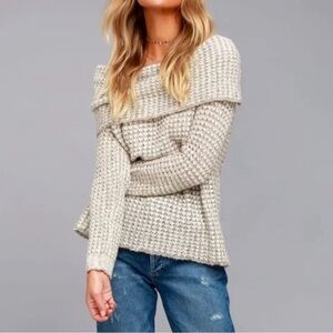BB Dakota gray Off-Shoulder waffle textured Sweater